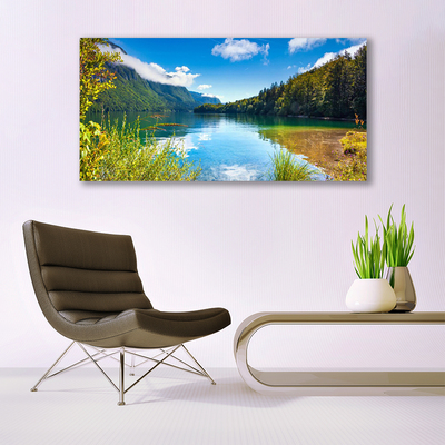 Glasbild aus Plexiglas® Gebirge Wald See Natur