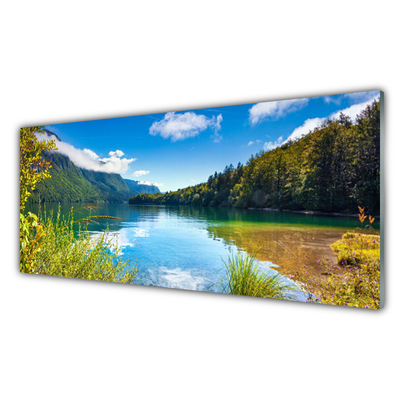 Glasbild aus Plexiglas® Gebirge Wald See Natur