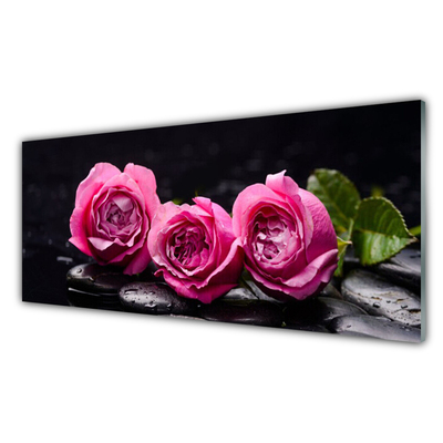 Glasbild aus Plexiglas® Rosen Steine Pflanzen