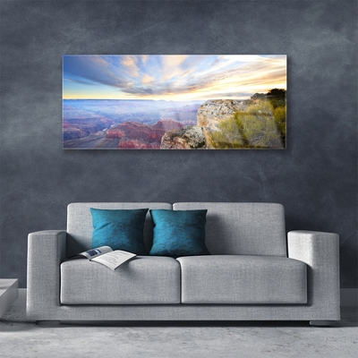 Glasbild aus Plexiglas® Meer Gebirge Landschaft