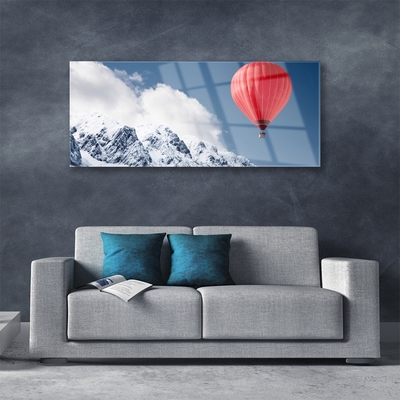 Glasbild aus Plexiglas® Heißluftballon Gebirge Schnee Kunst