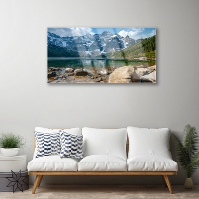 Glasbild aus Plexiglas® Gebirge Wald See Steine Landschaft