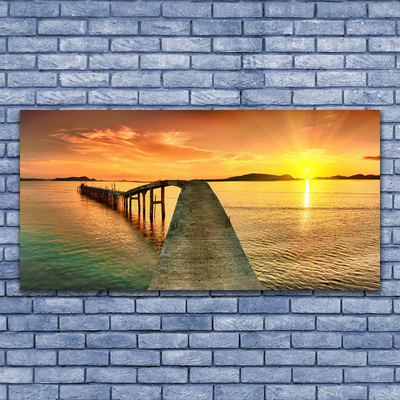 Glasbild aus Plexiglas® Sonne Meer Brücke Landschaft