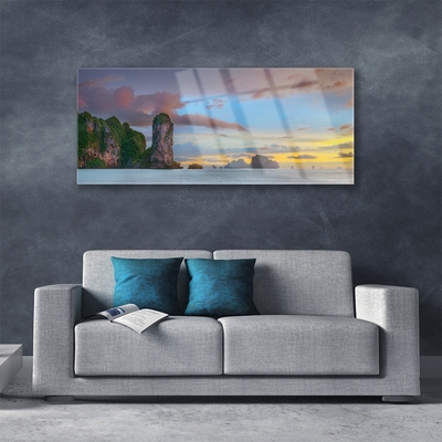 Glasbild aus Plexiglas® Meer Gebirge Landschaft