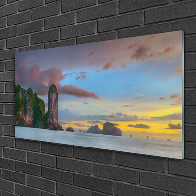 Glasbild aus Plexiglas® Meer Gebirge Landschaft