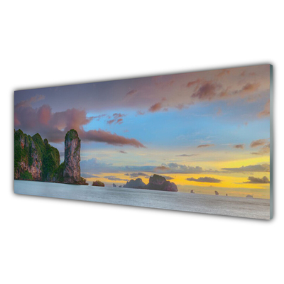 Glasbild aus Plexiglas® Meer Gebirge Landschaft