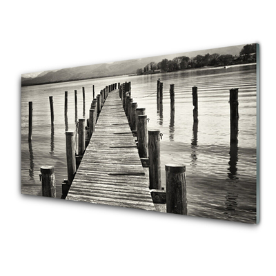 Glasbild aus Plexiglas® Meer Brücke Architektur