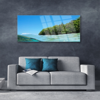 Glasbild aus Plexiglas® Meer Bäume Landschaft