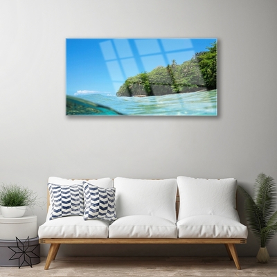 Glasbild aus Plexiglas® Meer Bäume Landschaft