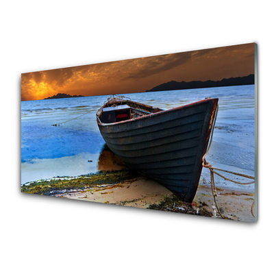 Glasbild aus Plexiglas® Strand Boot Meer Landschaft