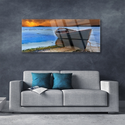 Glasbild aus Plexiglas® Strand Boot Meer Landschaft