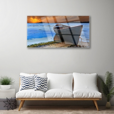 Glasbild aus Plexiglas® Strand Boot Meer Landschaft