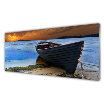 Glasbild aus Plexiglas® Strand Boot Meer Landschaft