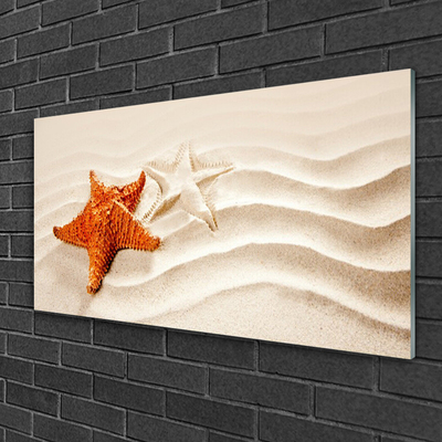 Glasbild aus Plexiglas® Seesterne Sand Kunst