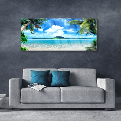 Glasbild aus Plexiglas® Palmen Meer Landschaft