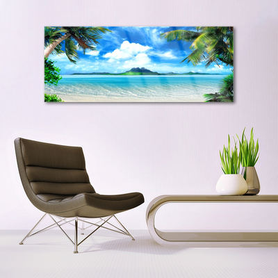 Glasbild aus Plexiglas® Palmen Meer Landschaft