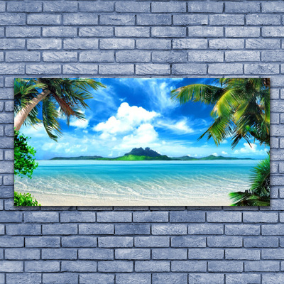 Glasbild aus Plexiglas® Palmen Meer Landschaft