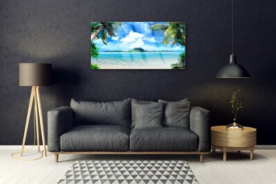 Glasbild aus Plexiglas® Palmen Meer Landschaft