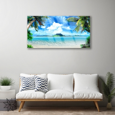 Glasbild aus Plexiglas® Palmen Meer Landschaft