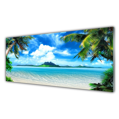 Glasbild aus Plexiglas® Palmen Meer Landschaft