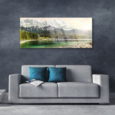 Glasbild aus Plexiglas® Gebirge Wald See Landschaft