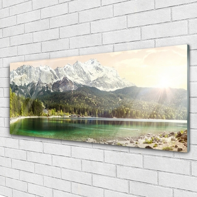 Glasbild aus Plexiglas® Gebirge Wald See Landschaft