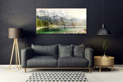 Glasbild aus Plexiglas® Gebirge Wald See Landschaft