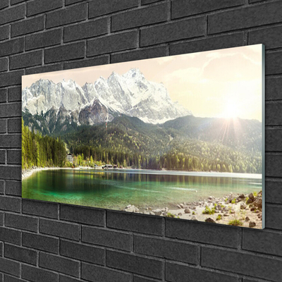 Glasbild aus Plexiglas® Gebirge Wald See Landschaft