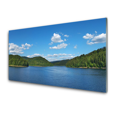 Glasbild aus Plexiglas® See Wald Landschaft