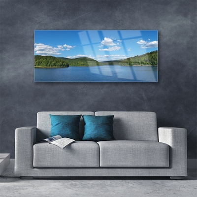 Glasbild aus Plexiglas® See Wald Landschaft