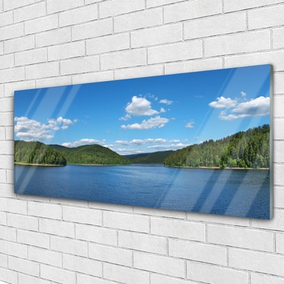 Glasbild aus Plexiglas® See Wald Landschaft