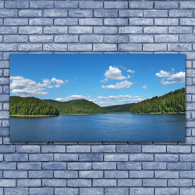 Glasbild aus Plexiglas® See Wald Landschaft