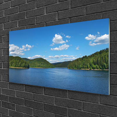 Glasbild aus Plexiglas® See Wald Landschaft