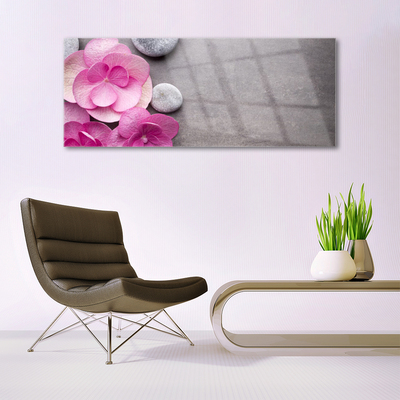 Glasbild aus Plexiglas® Blumen Steine Pflanzen