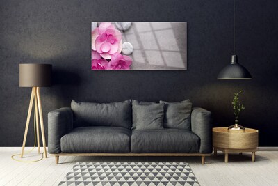 Glasbild aus Plexiglas® Blumen Steine Pflanzen