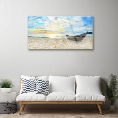 Glasbild aus Plexiglas® Boot Strand Landschaft