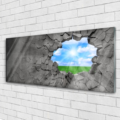 Glasbild aus Plexiglas® Loch Gras Himmel Kunst