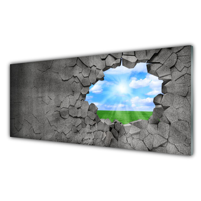 Glasbild aus Plexiglas® Loch Gras Himmel Kunst
