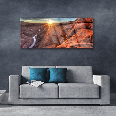 Glasbild aus Plexiglas® Sonne Wüste Landschaft