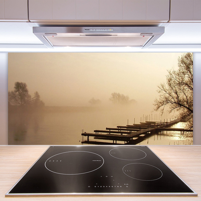Küchenrückwand Spritzschutz Brücke Wasser Nebel Landschaft