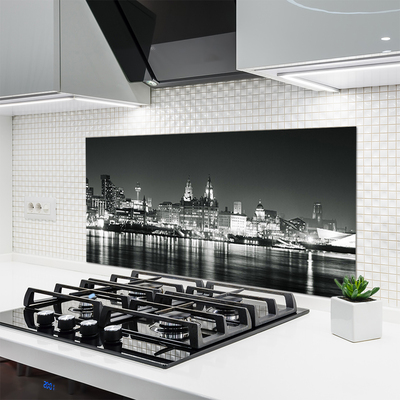 Küchenrückwand aus Glas ESG Spritzschutz 125x50cm Gasse Häuser Pflanzen 