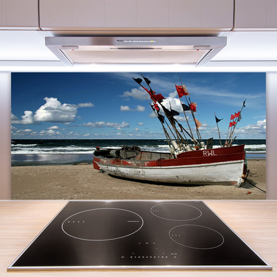 Küchenrückwand Spritzschutz Meer Strand Boot Landschaft