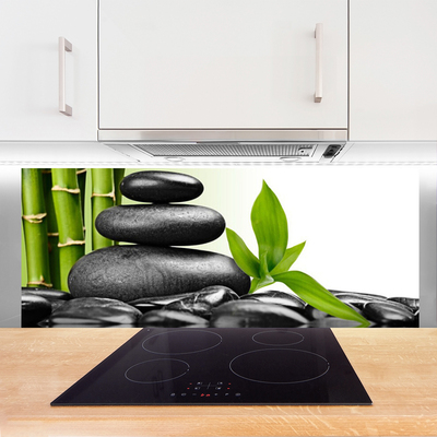 Küchenrückwand Spritzschutz Steine Blätter Kunst