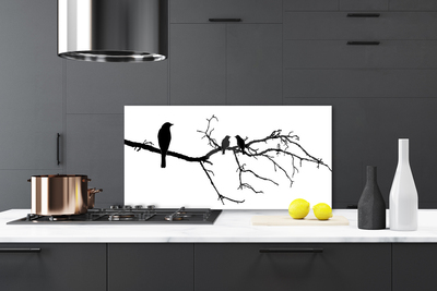 Küchenrückwand Spritzschutz Vögel Zweig Kunst