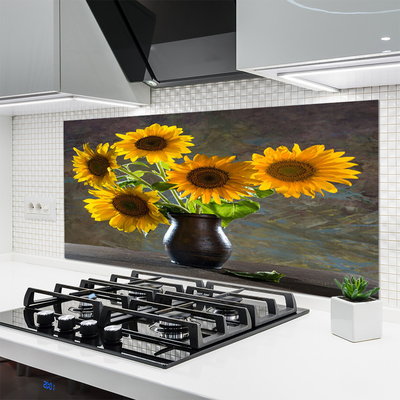 Küchenrückwand Spritzschutz Sonnenblumen Blumenvase Pflanzen