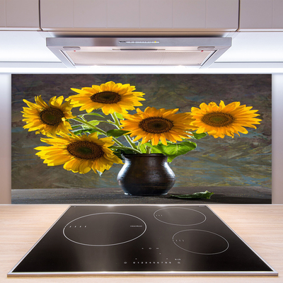 Küchenrückwand Spritzschutz Sonnenblumen Blumenvase Pflanzen