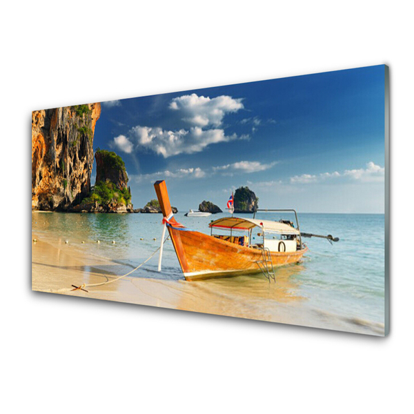 Küchenrückwand Spritzschutz Boot Meer Landschaft