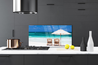 Küchenrückwand Spritzschutz Strand Liegestühle Landschaft