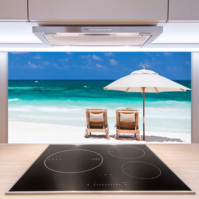 Küchenrückwand Spritzschutz Strand Liegestühle Landschaft