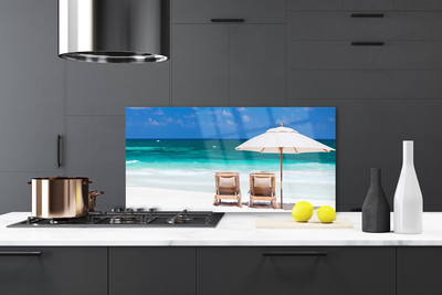 Küchenrückwand Spritzschutz Strand Liegestühle Landschaft